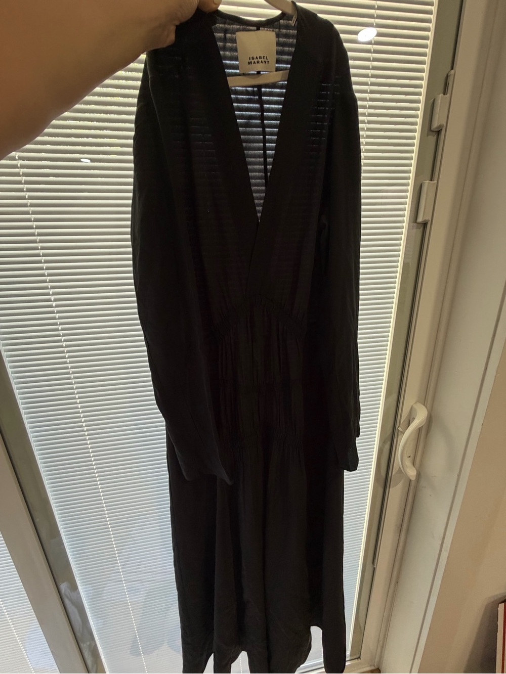 Isabel Marant Black Maxi V-Neck Gathered Waist Dress